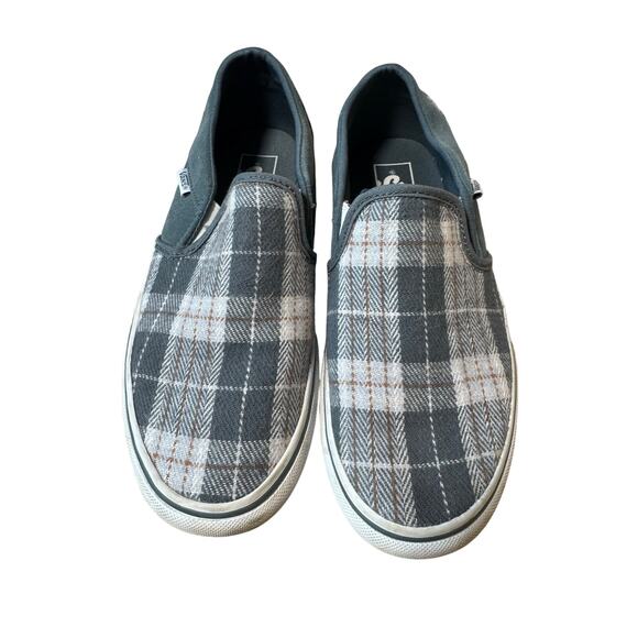 VANS ASHER Platform slip on  Blue Plaid size 8 women's Sneakers - Picture 1 of 6